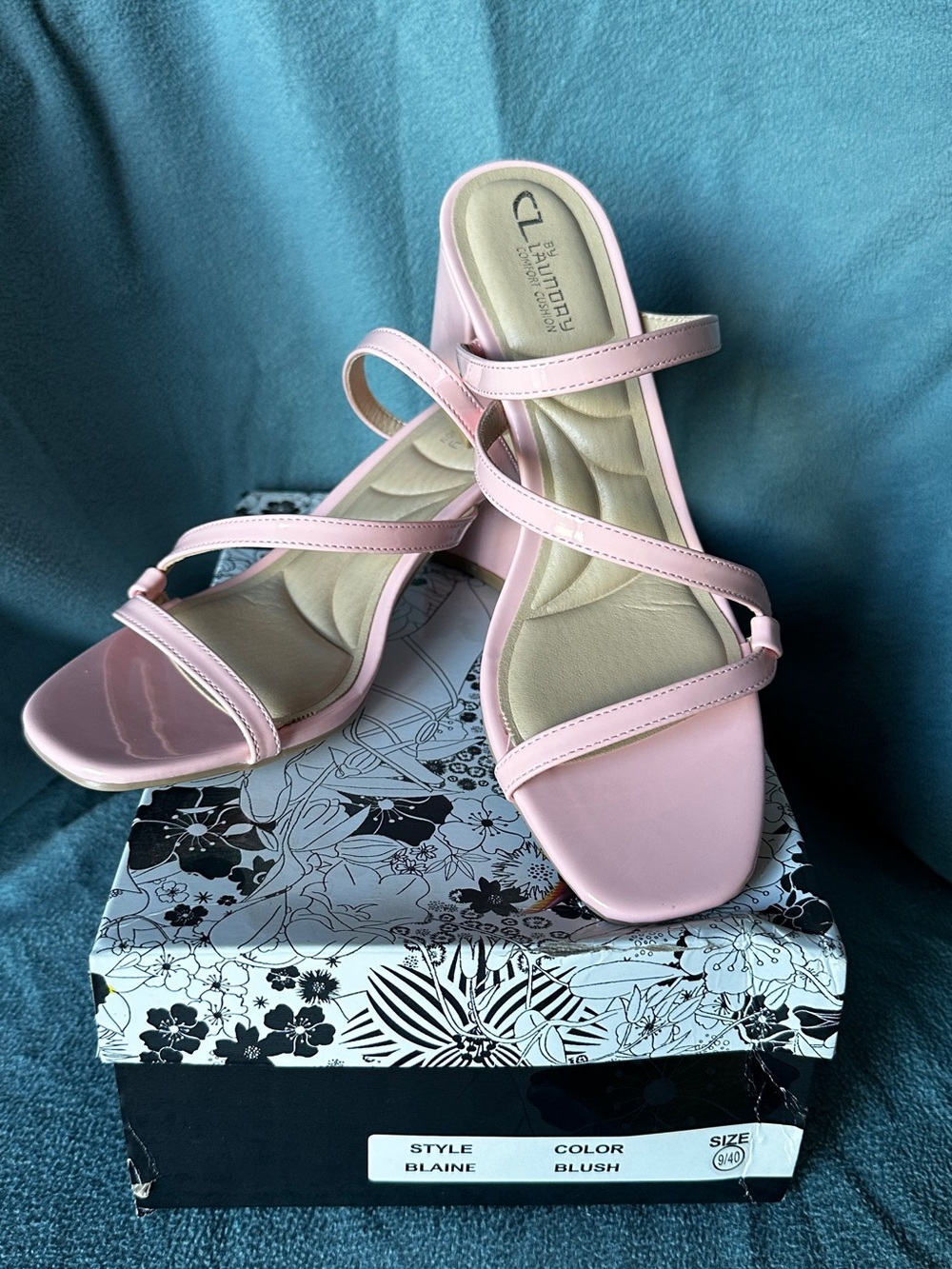 CL by Laundry Blush Pink Strappy Block Heel Sandals